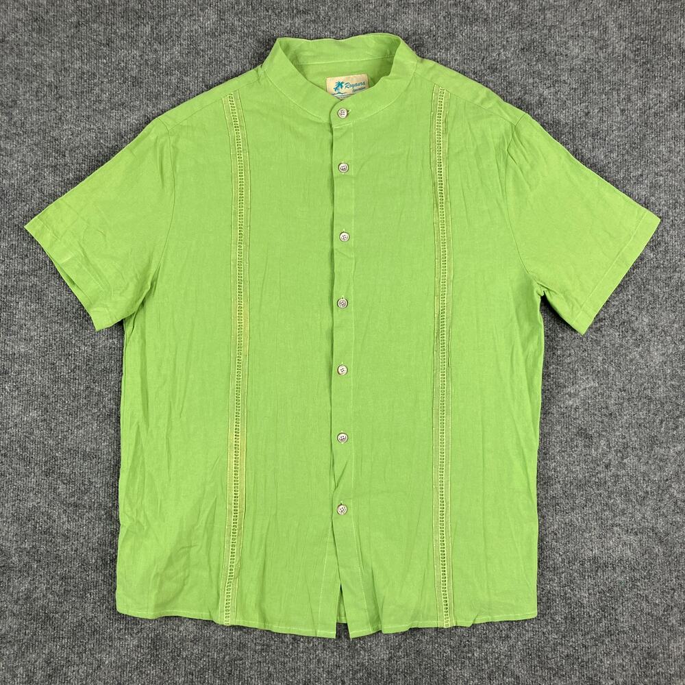 Royaura Hawaiian Shirt Mens XL Green Short Sleeve Casual Button Front Resort